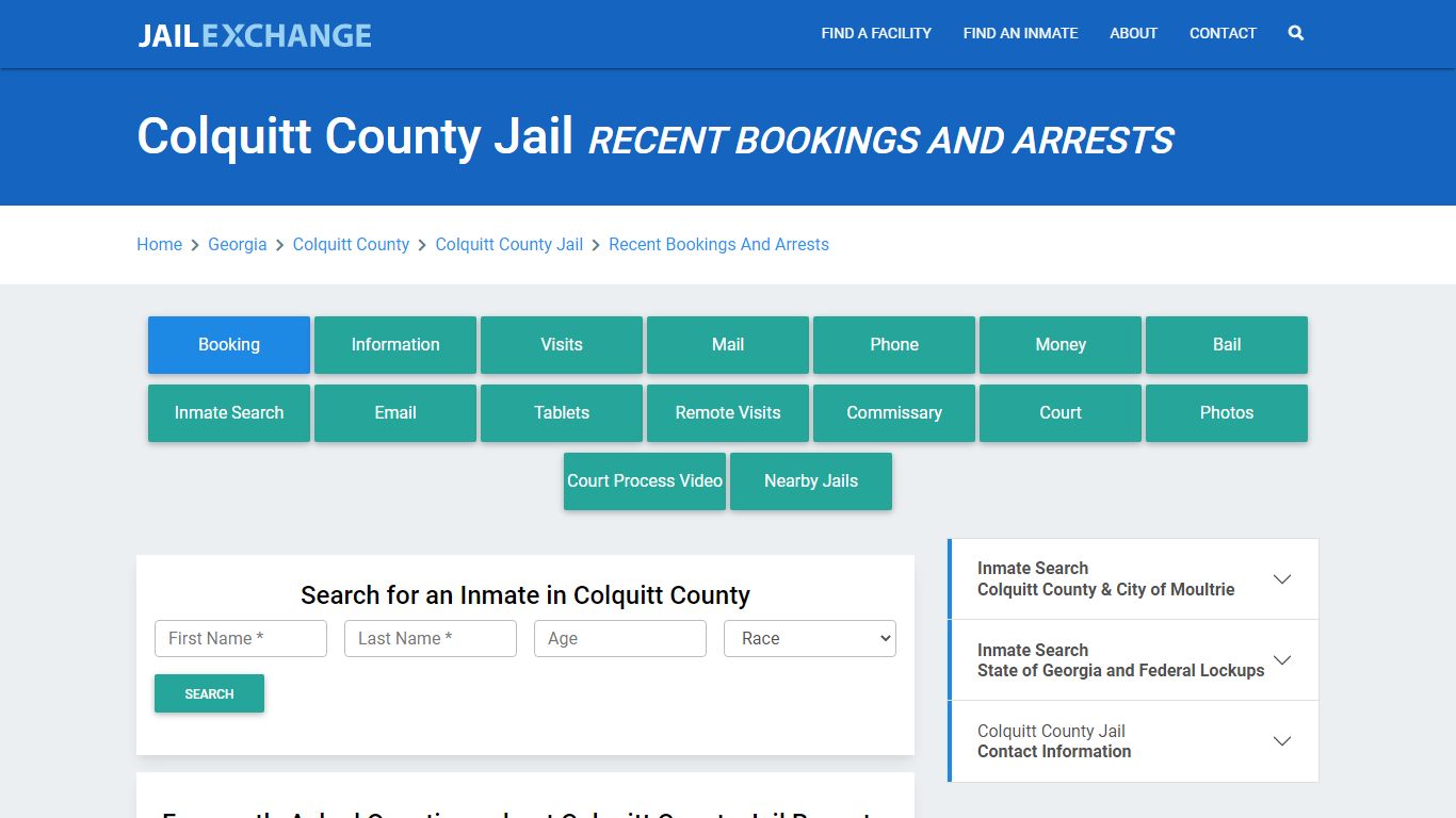 Colquitt County Jail Recent Bookings And Arrests - Jail Exchange