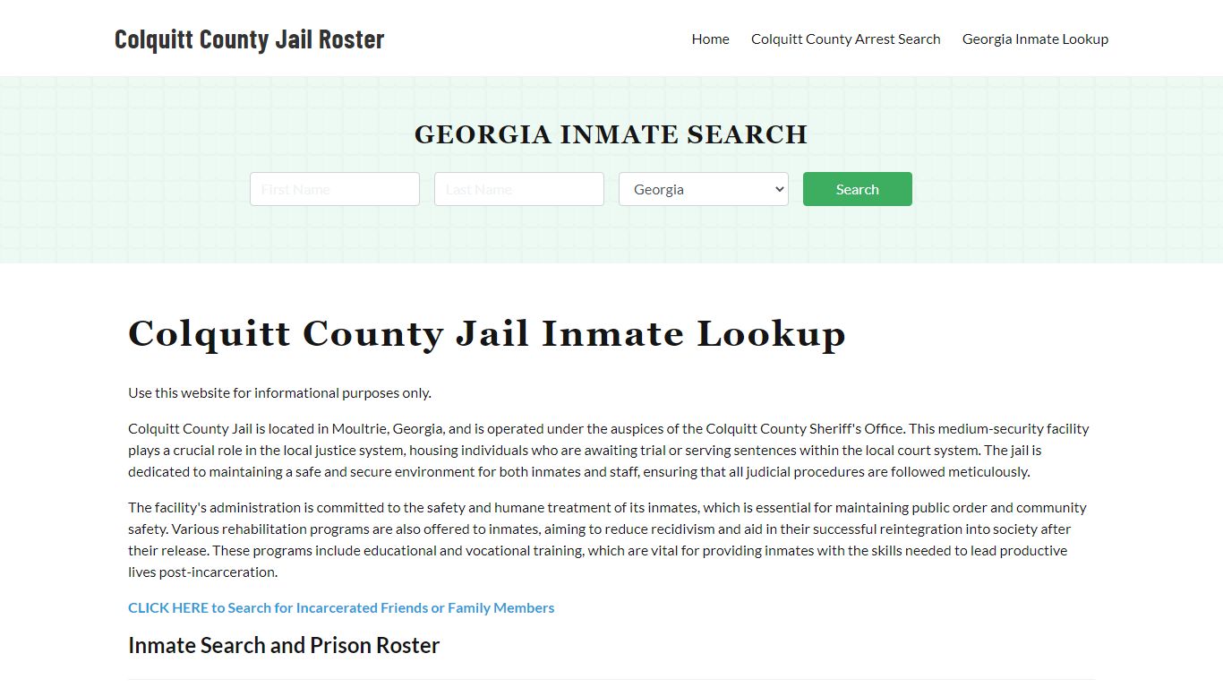 Colquitt County Jail Roster Lookup, GA, Inmate Search